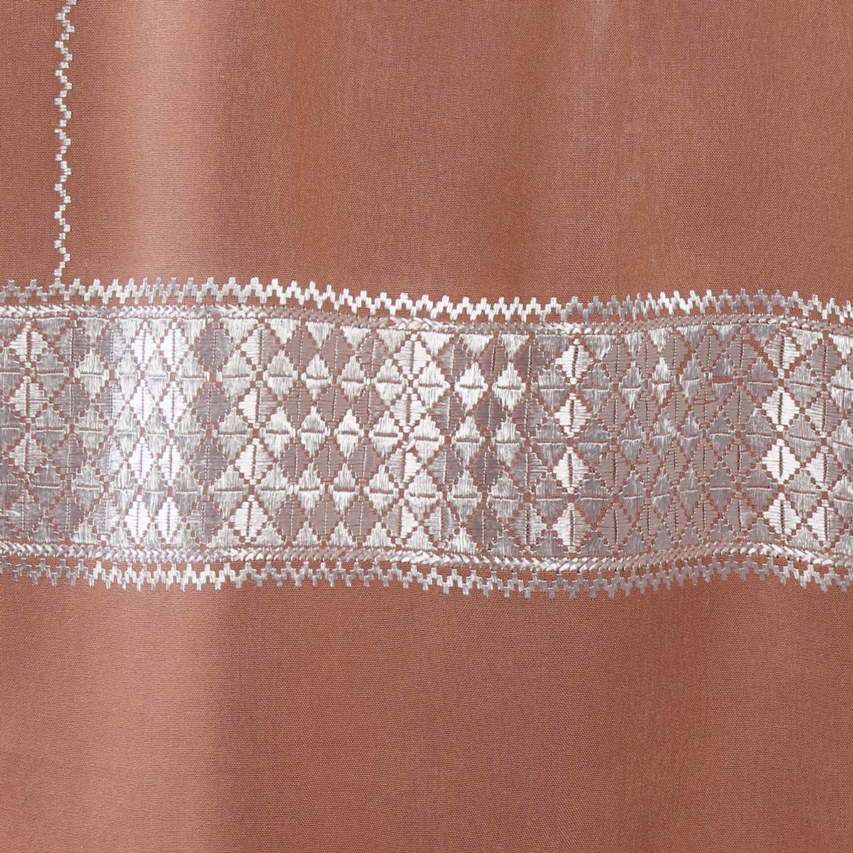 Cider Orange Women Scarf With White Embroidered Borders