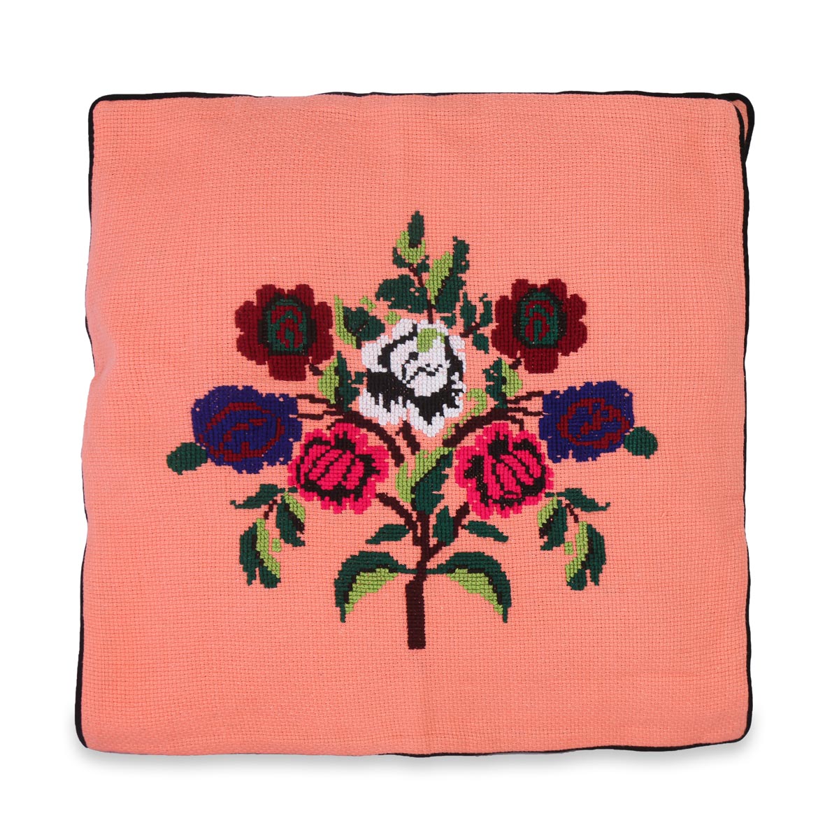 Floral Stitched Pillowcase | Salmon Red Pillowcase