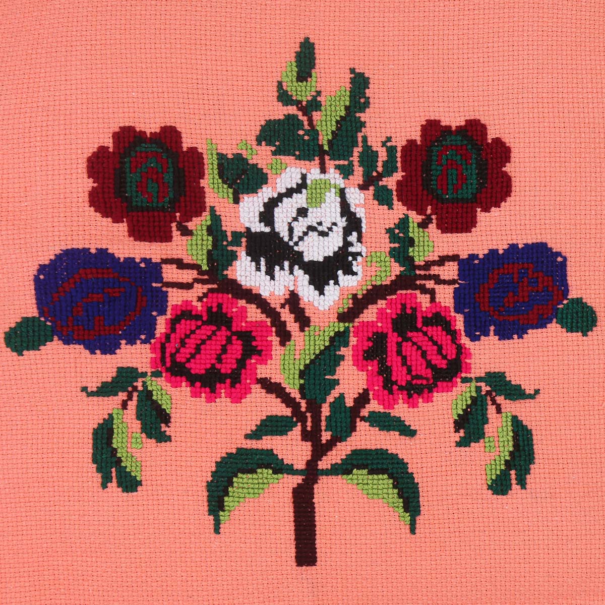 Floral Stitched Pillowcase | Salmon Red Pillowcase