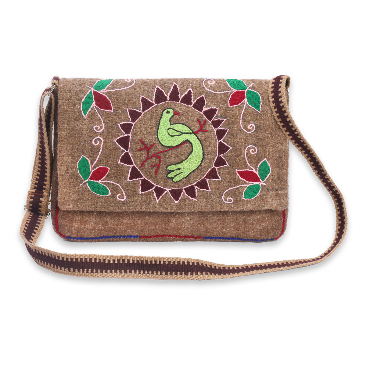 Brown Shoulder Bag | Hand-Woven Woolen Bag