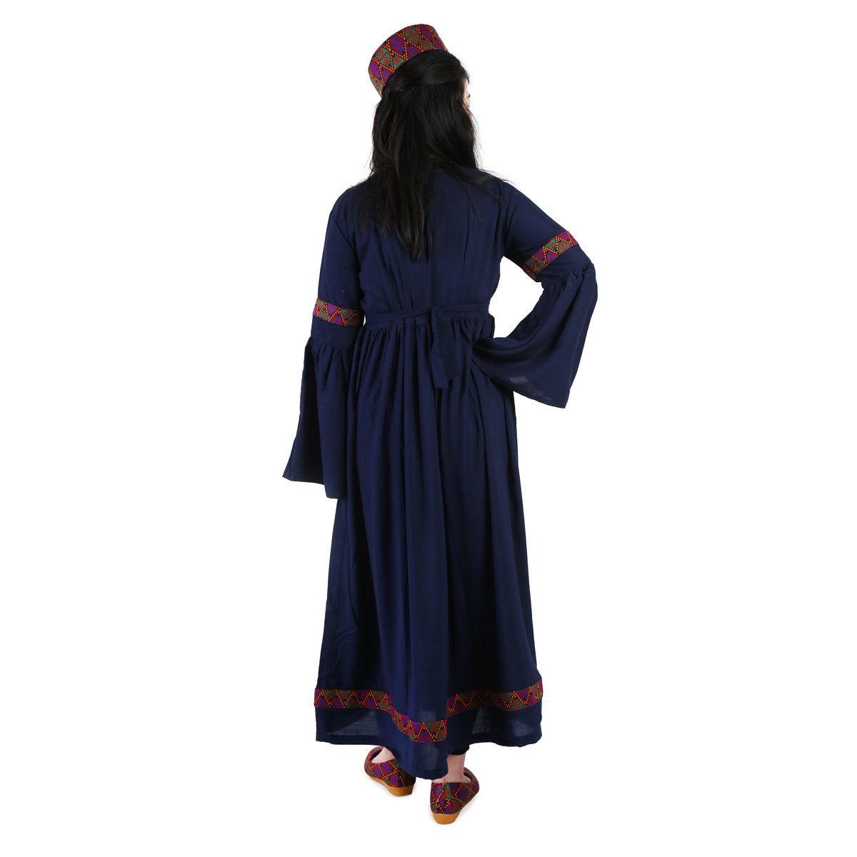 Blue Afghan Hazaragi Dress With Embroidered Hat