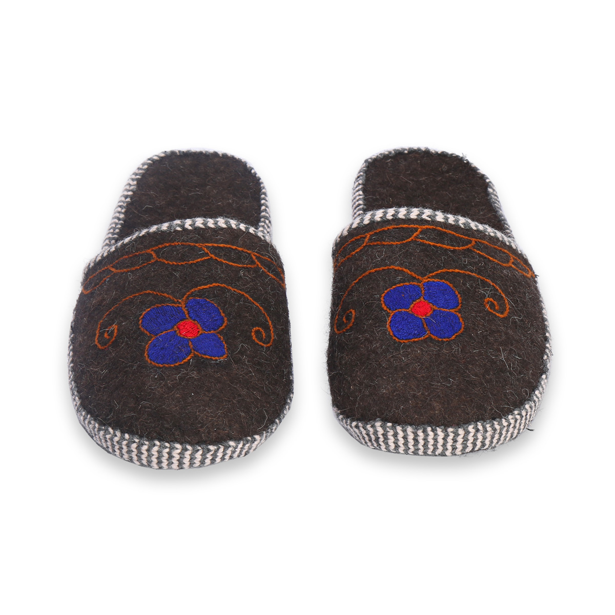 Black Namad Fabric Chappal | Hand-Knitted Slipper Pairs