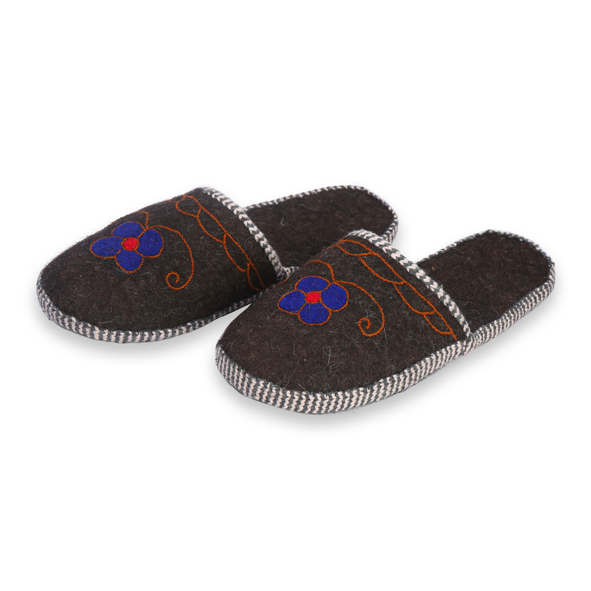Black Namad Fabric Chappal | Hand-Knitted Slipper Pairs