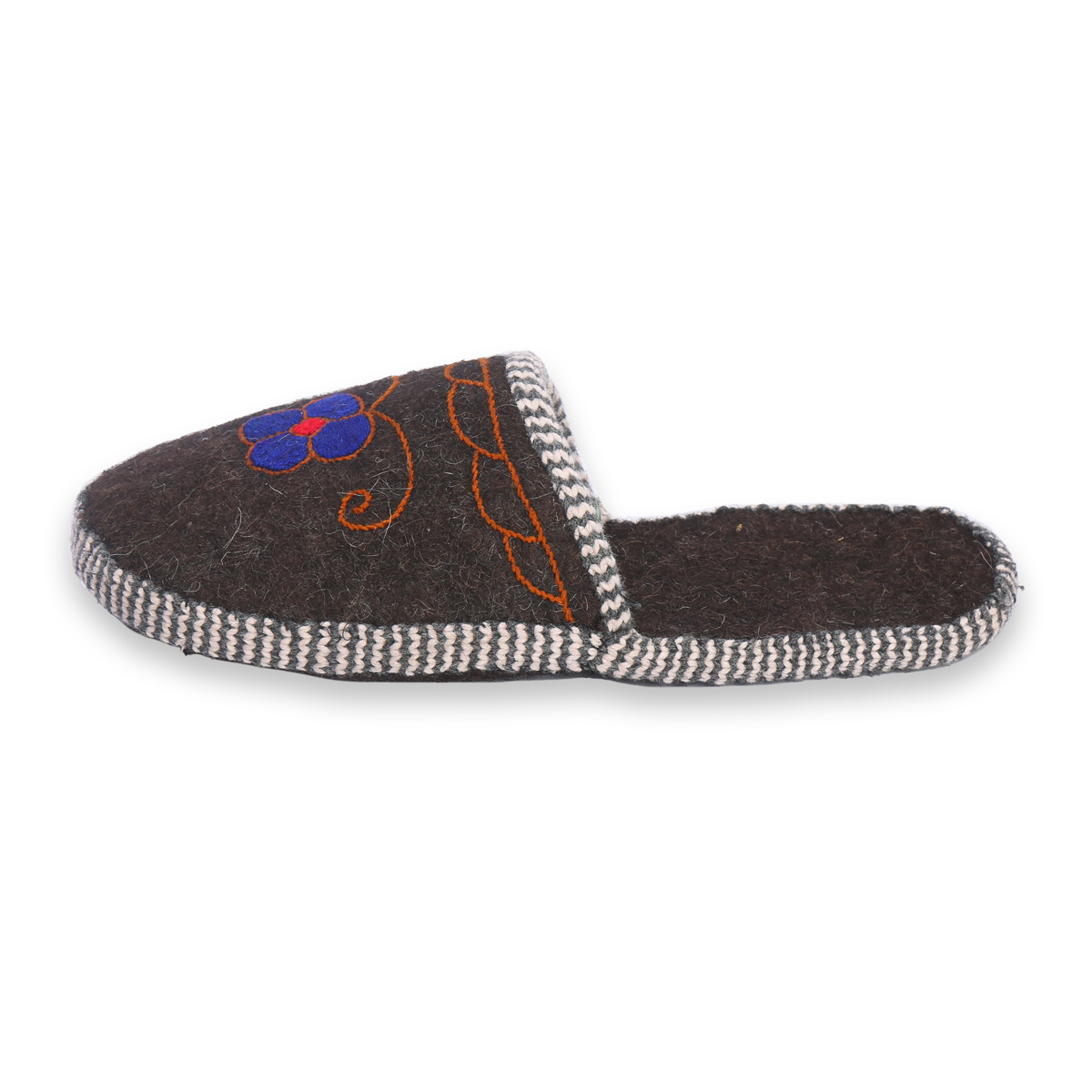 Black Namad Fabric Chappal | Hand-Knitted Slipper Pairs