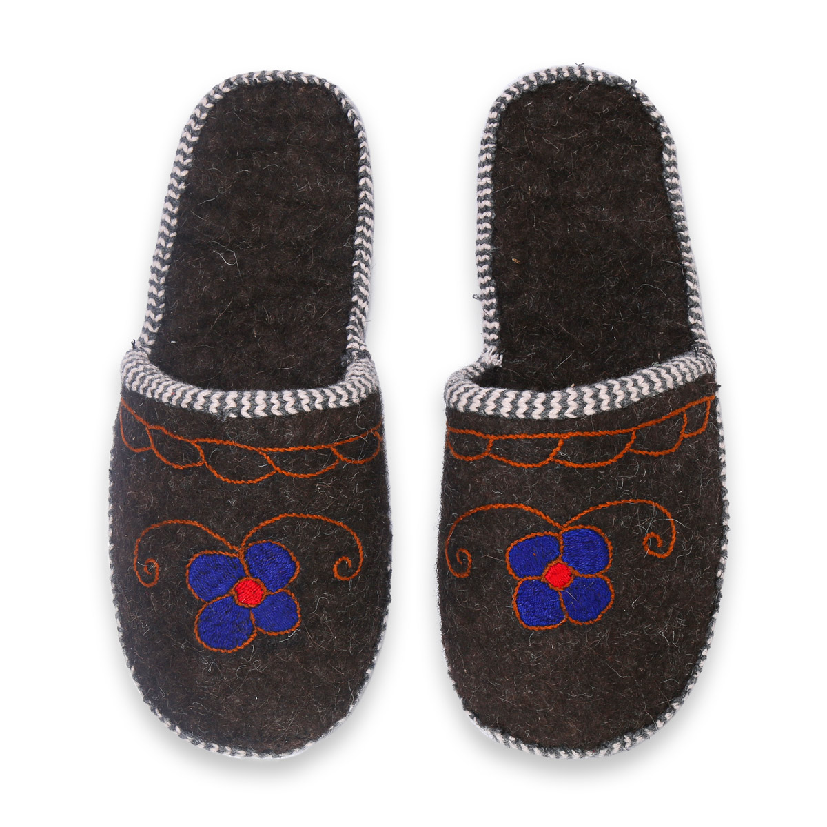 Black Namad Fabric Chappal | Hand-Knitted Slipper Pairs
