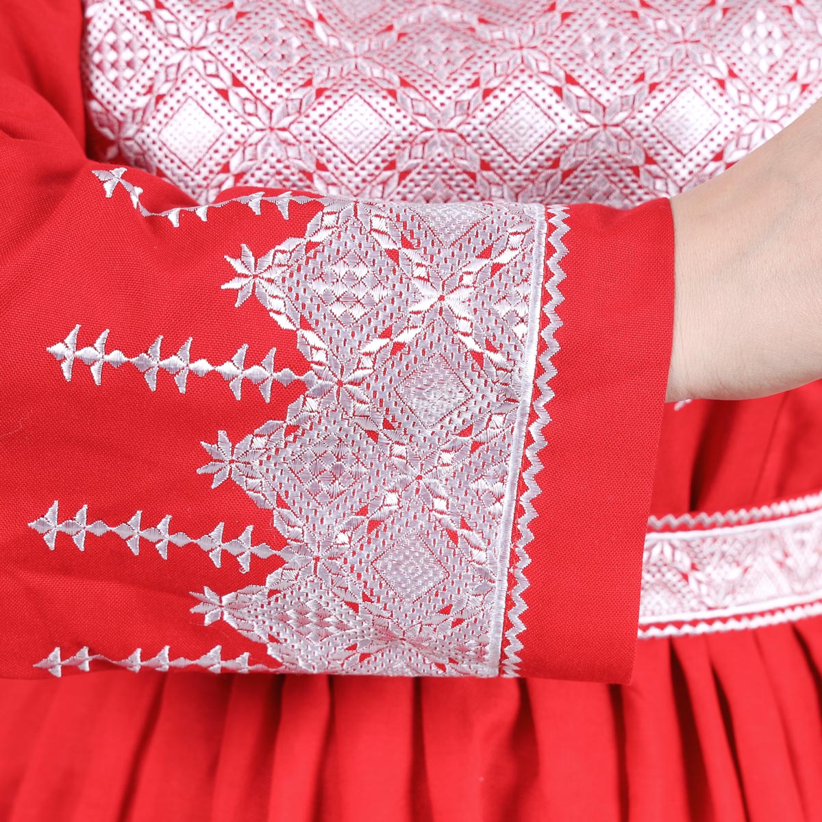 Red Hazaragi Embroidered Party Dress | Shaal Shari Dress With Jewelry & Hat