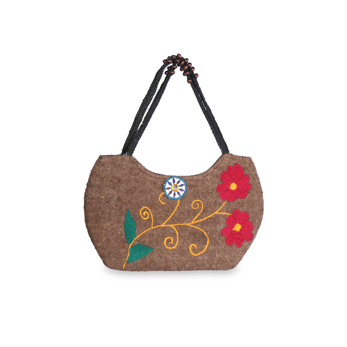 Brown Embroidered Baguette Bag | Handwoven Barak Bag