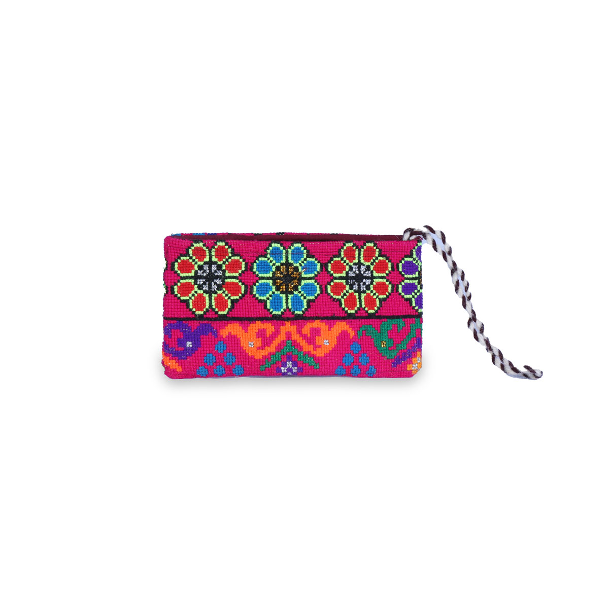 Pink Fancy Purse | Floral Stitched Handbag