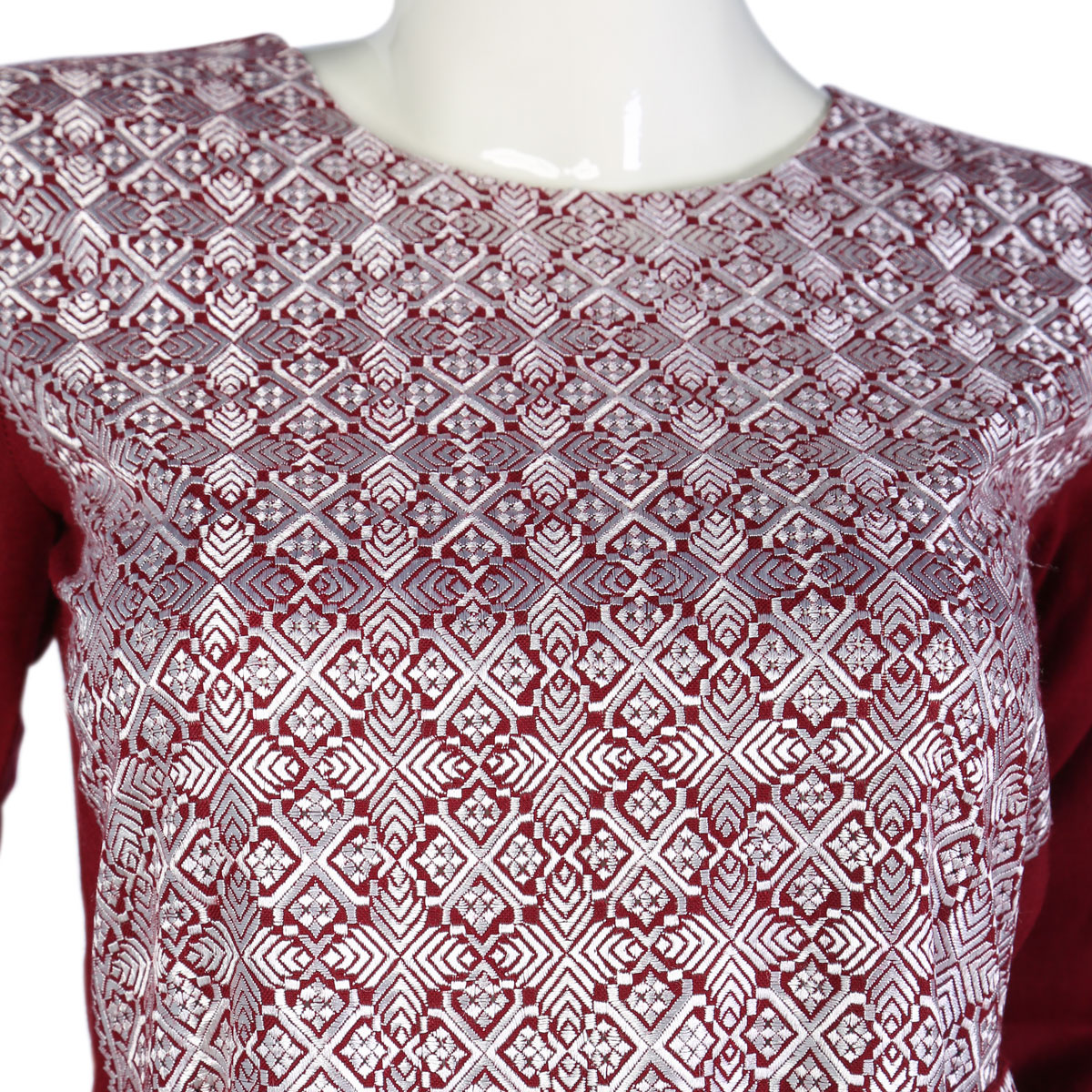 3 Piece Simple Afghan Cotton Suit | Red Traditional Dress with White Embroidery