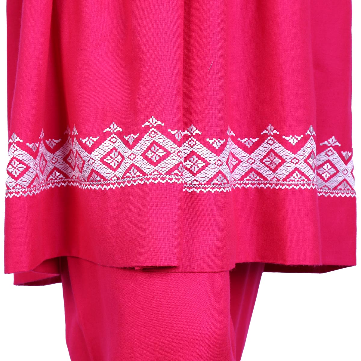 3 Piece Simple Pink Afghan Cotton Suit | Traditional Dress with White Embroidery