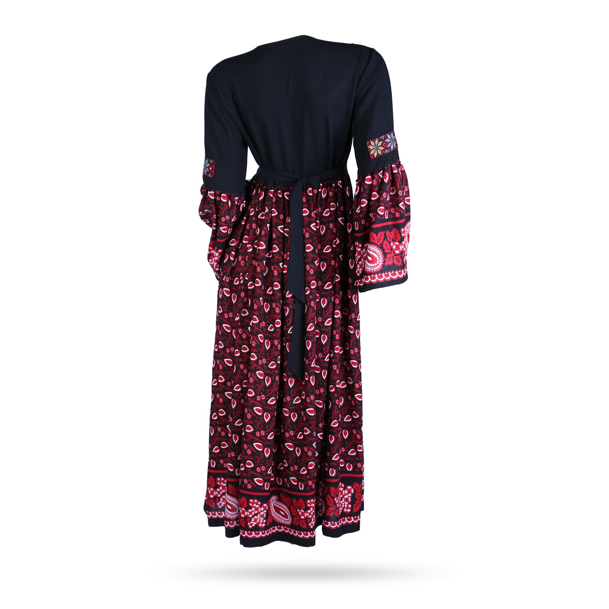 Gol-e-Seb Pleated Dress | Embroidered Bell Sleeve Long Maxi