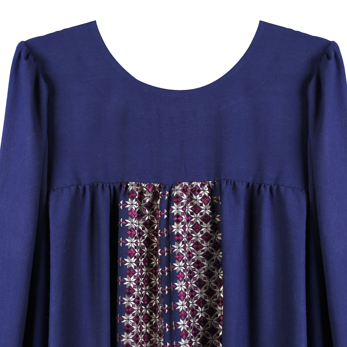 Blue Embroidered Dress With Trousers | 2 Piece Cotton Outwear