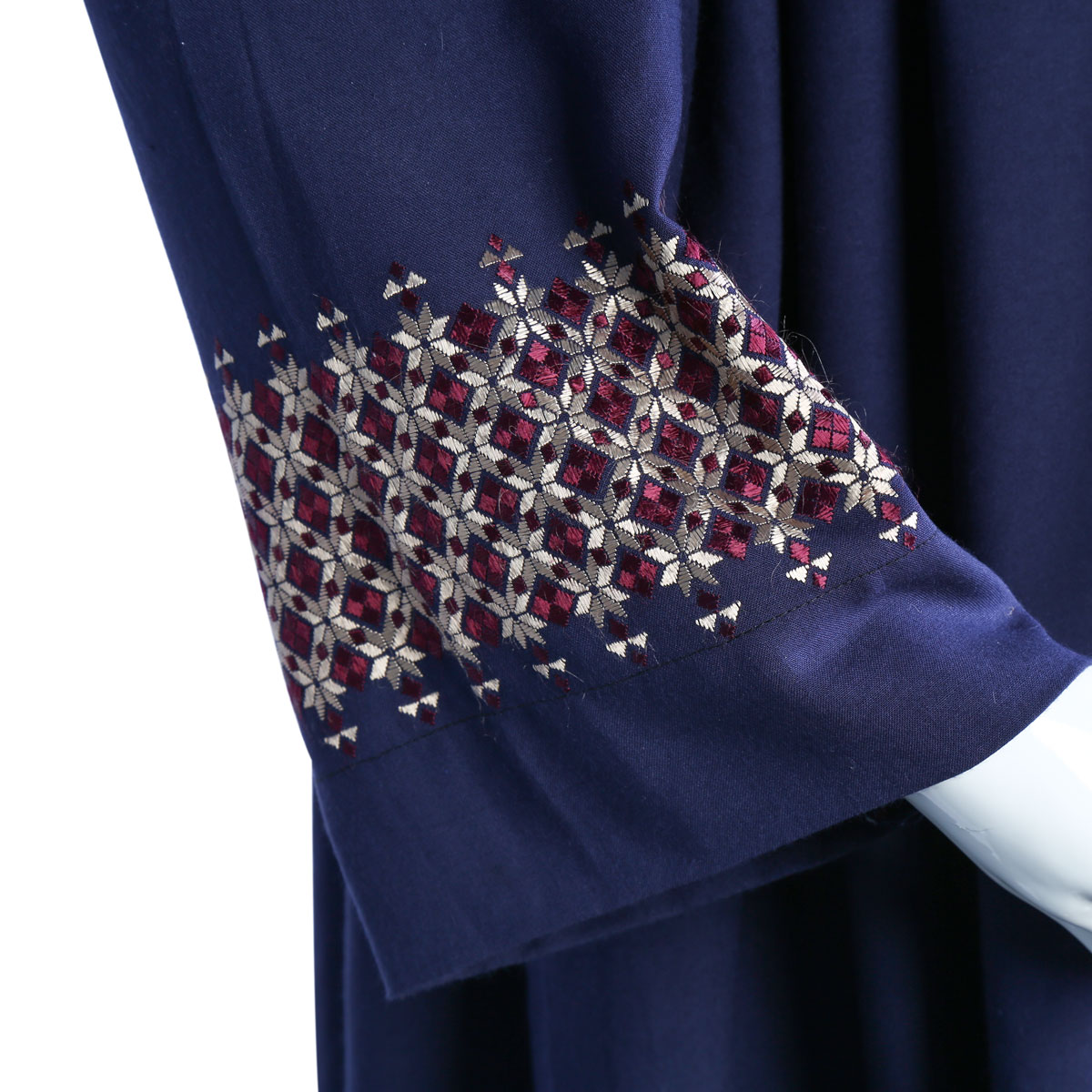 Blue Embroidered Dress With Trousers | 2 Piece Cotton Outwear