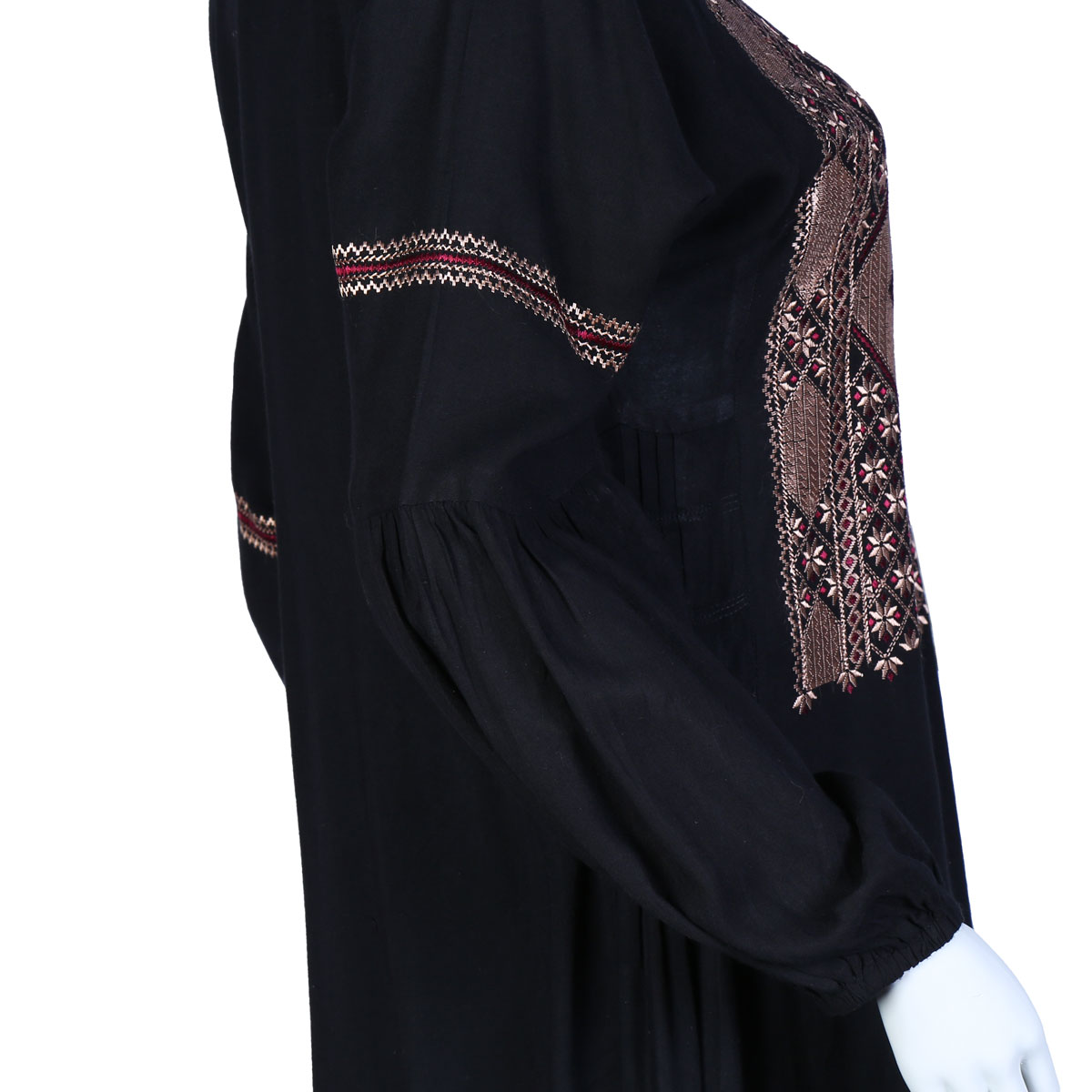 Cuffed Sleeves Plain Dress | Black Cotton Casual Wear