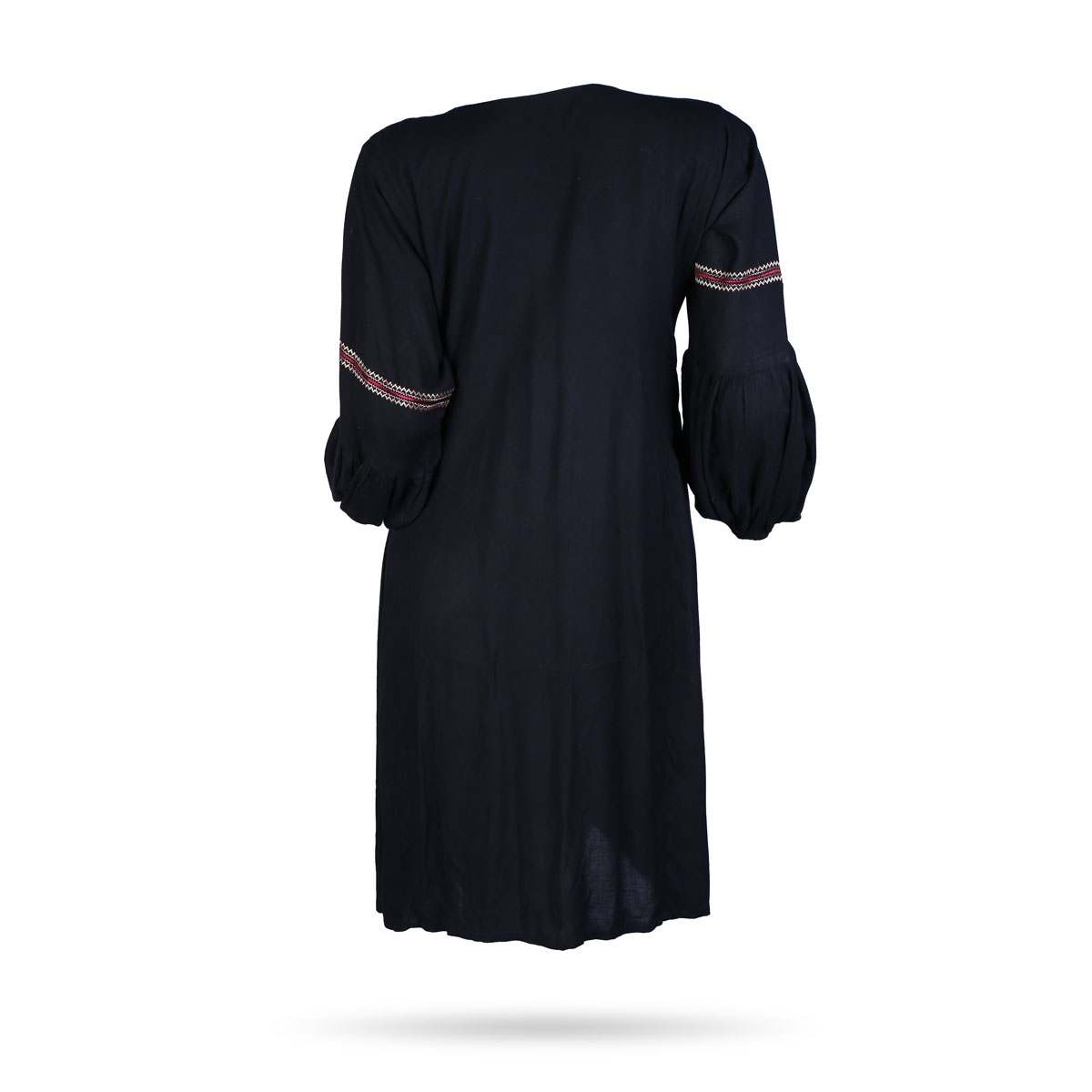 Cuffed Sleeves Plain Dress | Black Cotton Casual Wear