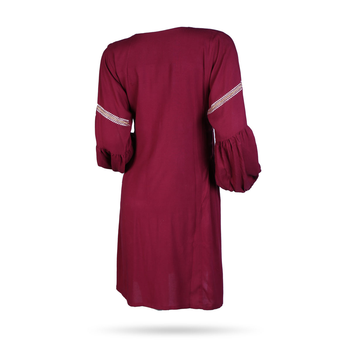 Dark Pink Cotton Casual Wear | Cuffed Sleeves Plain Dress