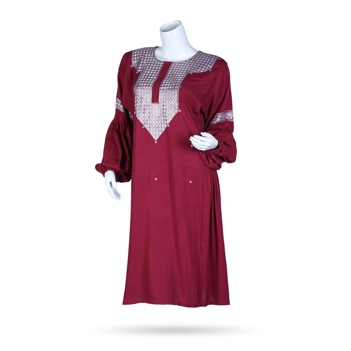 Pink Cuffed Sleeves Plain Dress | Cotton Casual Wear