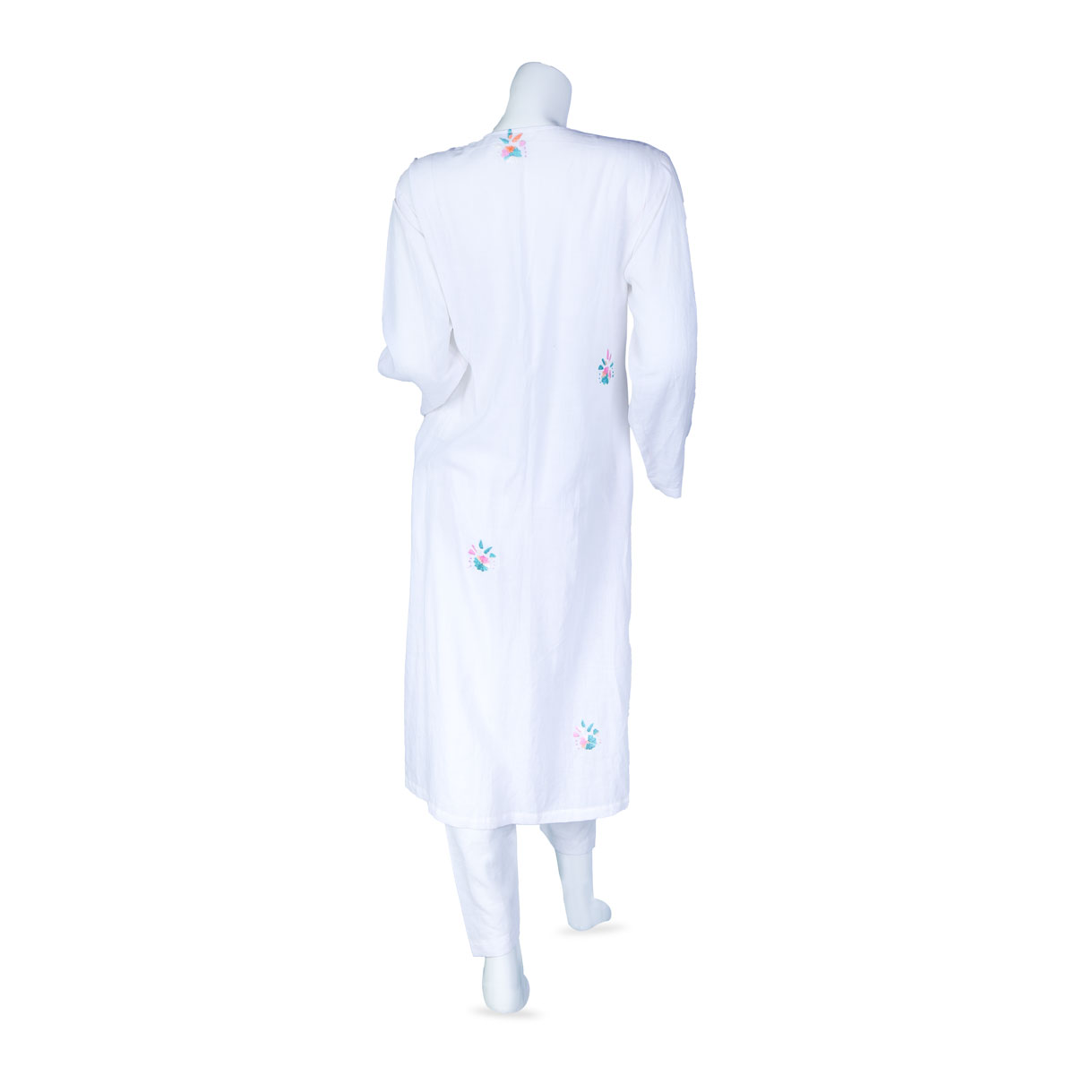 White All-Over Embroidered Dress | 2 Piece Plain Dress