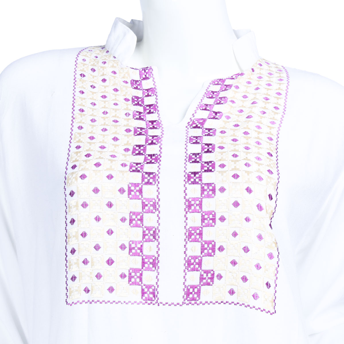 White Embroidered Cotton Dress | Plain Dress