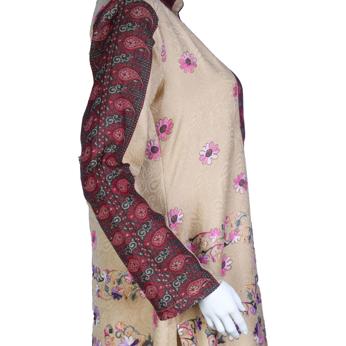 Cream Long Outwear | Thick Fabric Collared Dress