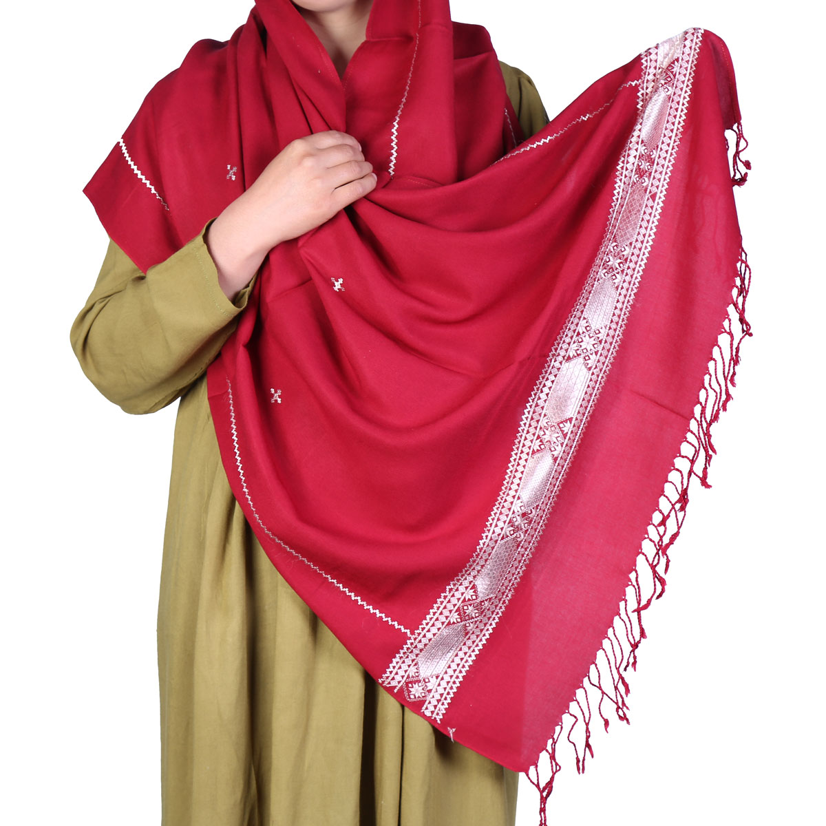 Pink Embroidered Scarf | Soft Cotton Scarf