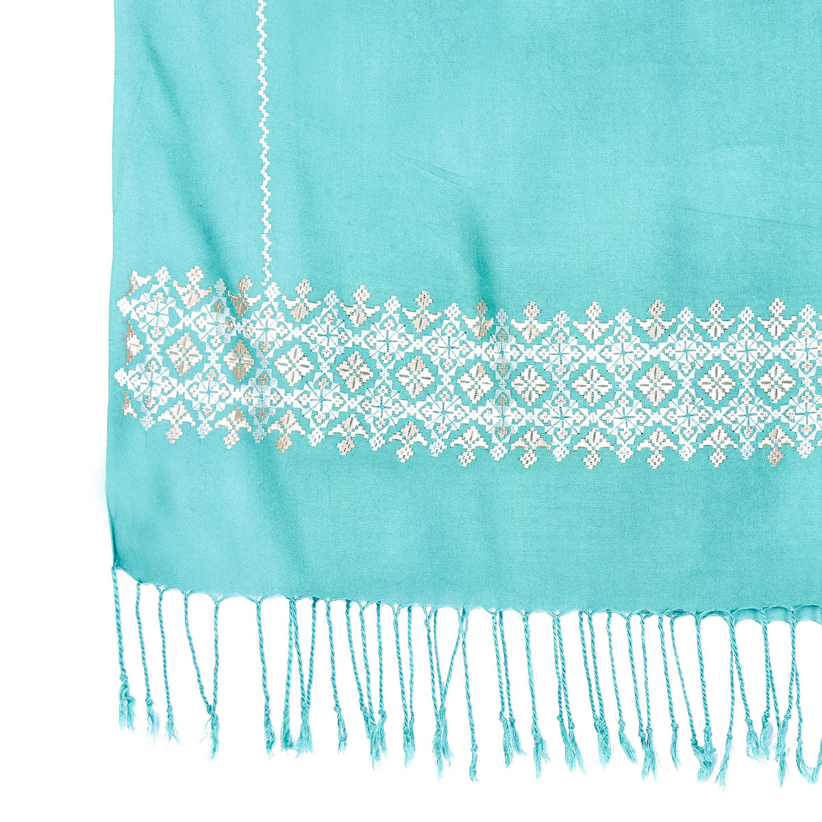 Light Blue Bamyani Embroidered Scarf | Soft Cotton Scarf