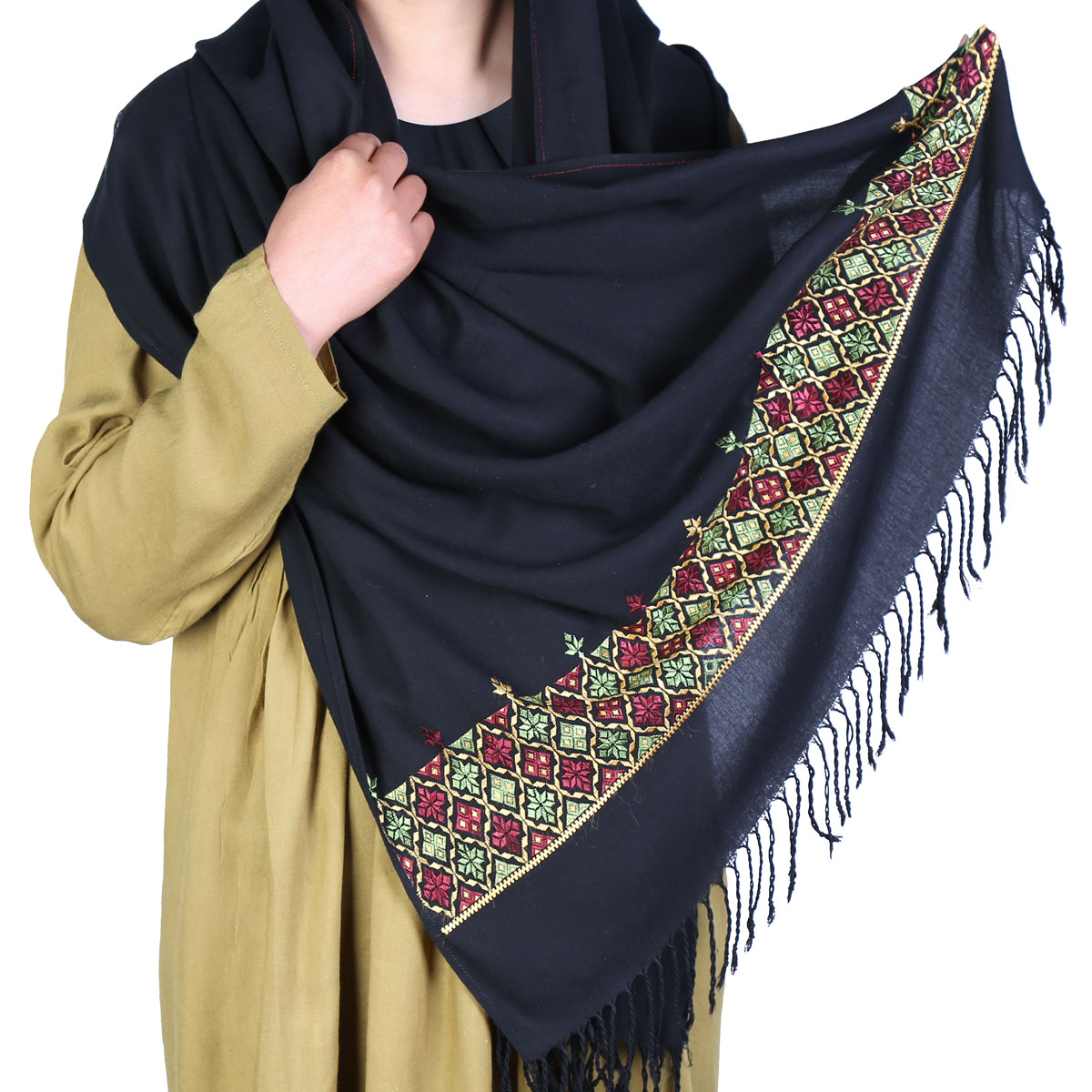 Navy Blue Bamyani Embroidered Scarf | Soft Cotton Scarf