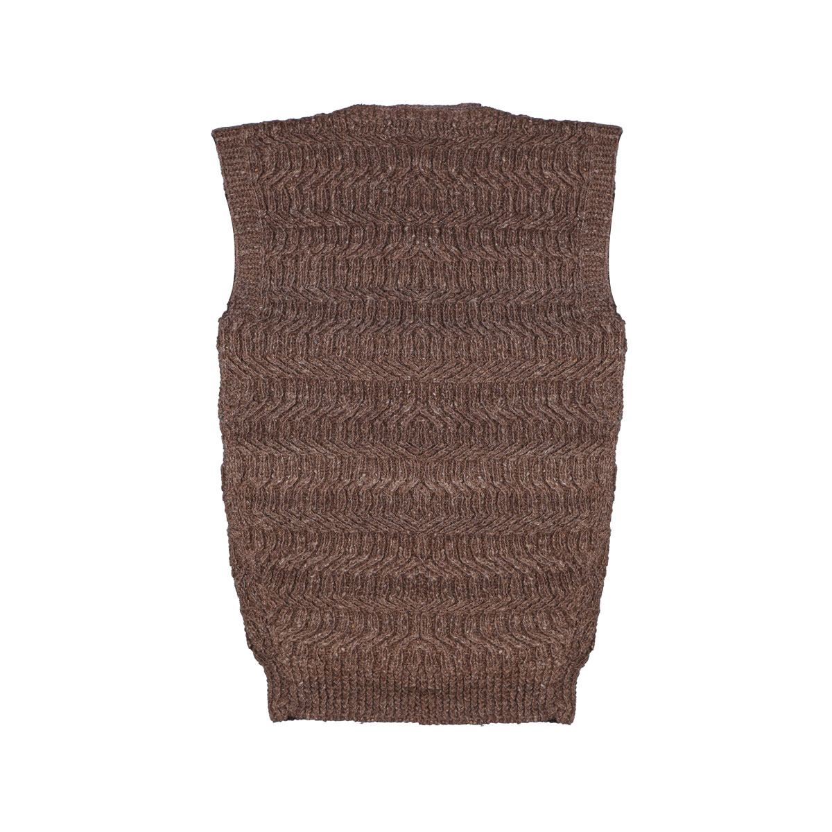 Hand-Knitted Winter Sweater | Brown Sleeveless Sweater