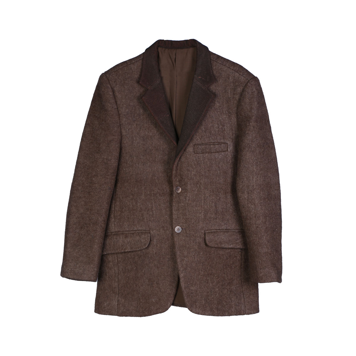Chocolate Brown Tailored Collar Coat | Woolen Men's Coat