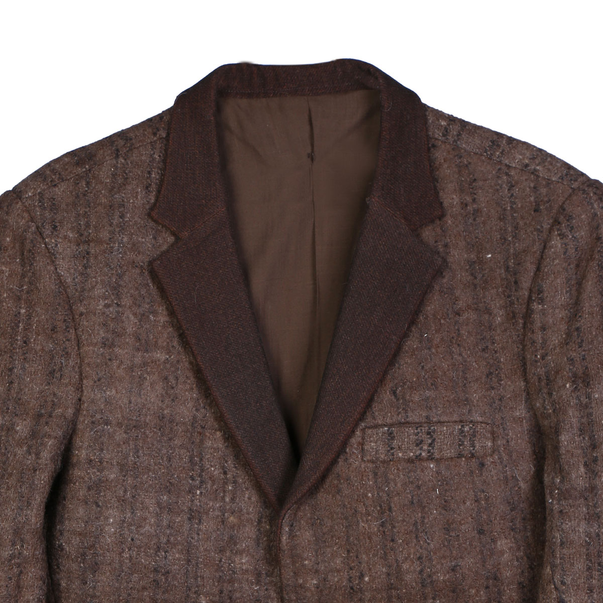 Brown Tailored Collar Coat | Woolen Striped Men's Coat