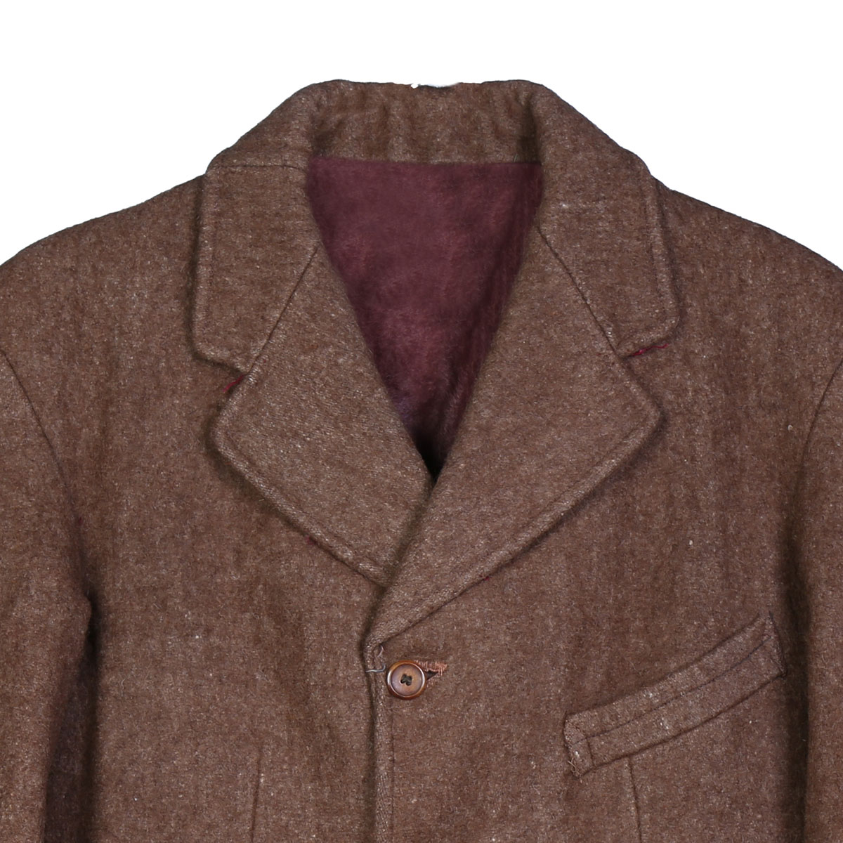 Woolen Hand-Stitched Coat | Brown Coat With Side Pockets
