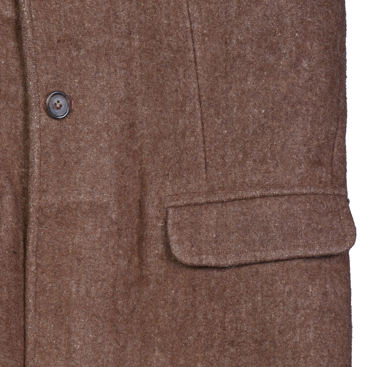 Woolen Hand-Stitched Coat | Brown Coat With Side Pockets