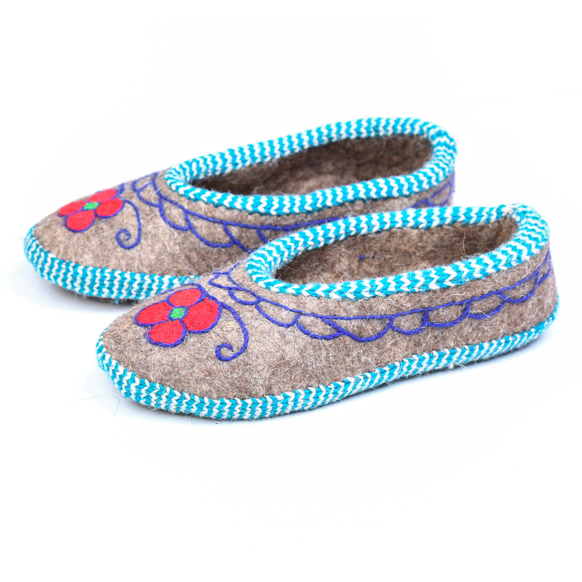 Warm Hand-Woven Shoe Pairs With Blue Borders | Barak Shoes