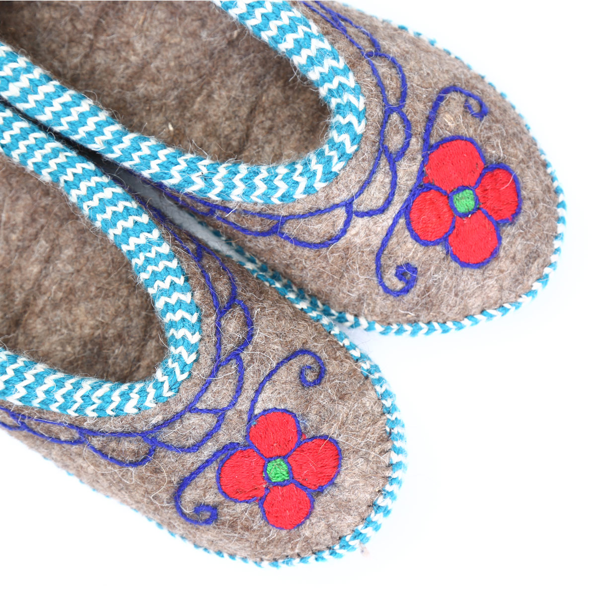 Warm Hand-Woven Shoe Pairs With Blue Borders | Barak Shoes
