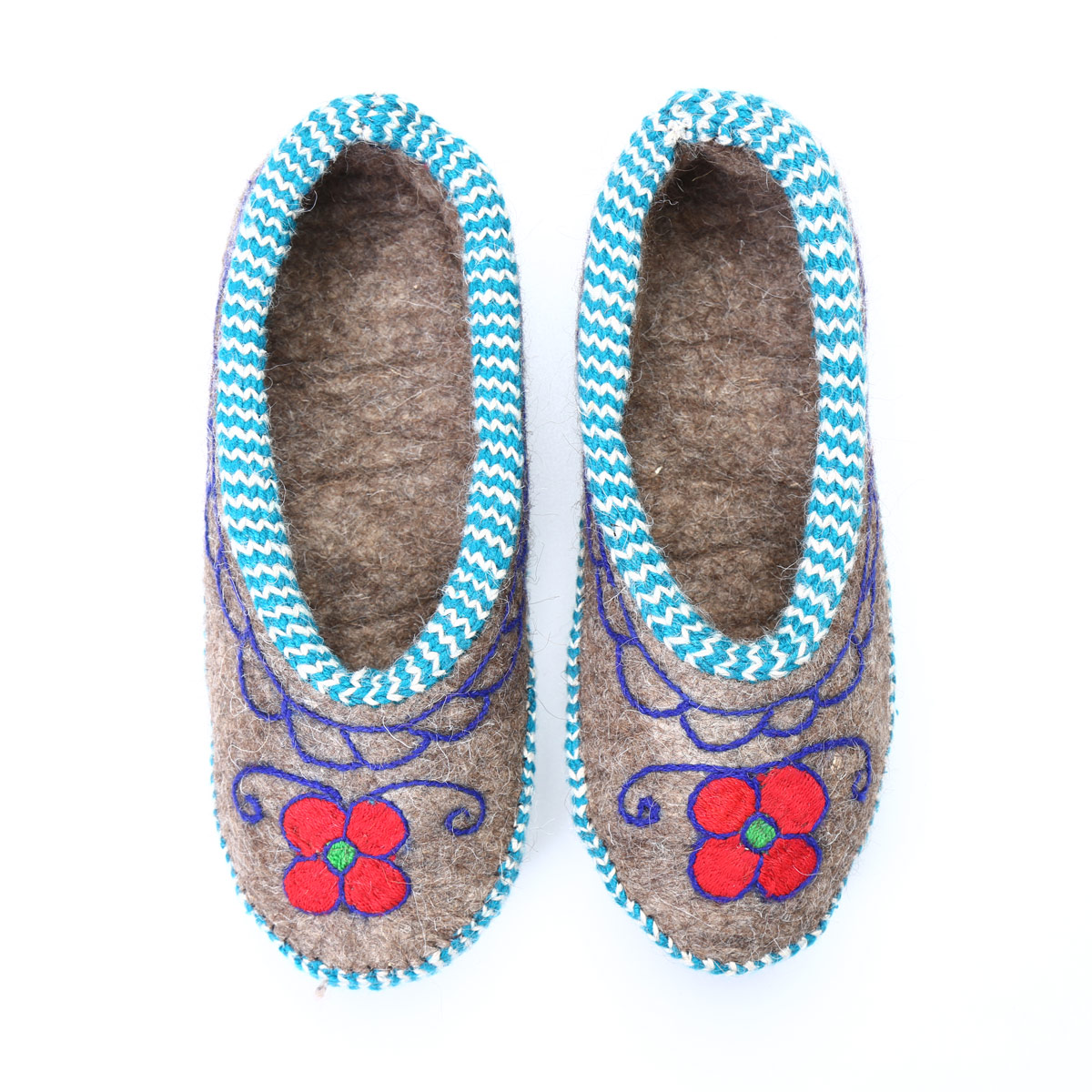 Warm Hand-Woven Shoe Pairs With Blue Borders | Barak Shoes
