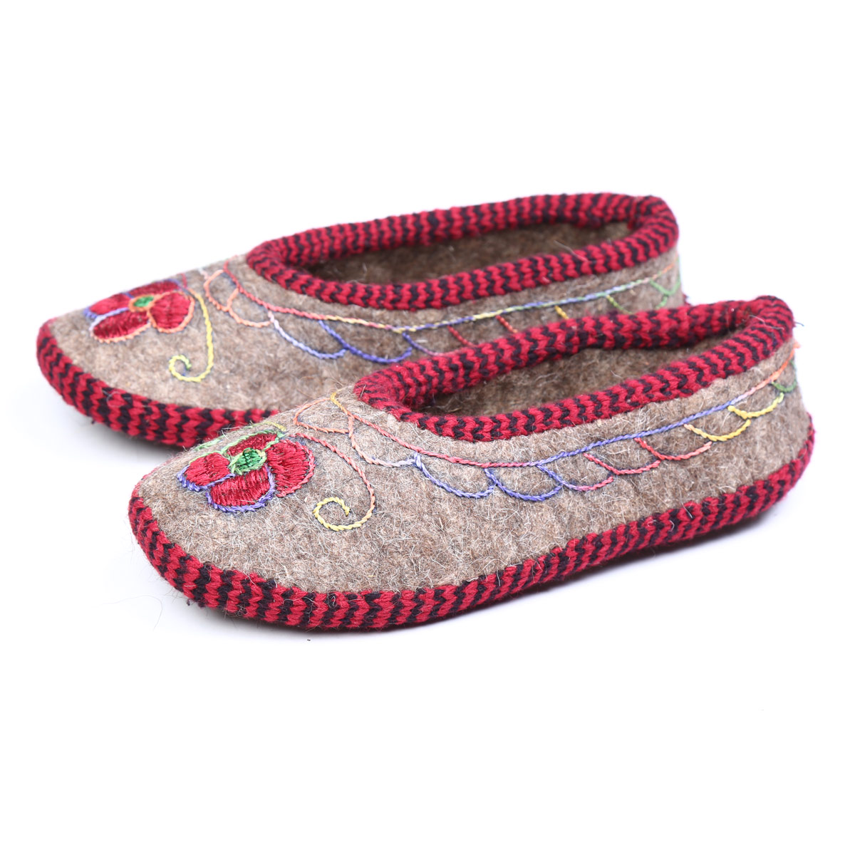 Warm Hand-Woven Shoe Pairs,  Embroidered Felted House Shoes, Barak shoes