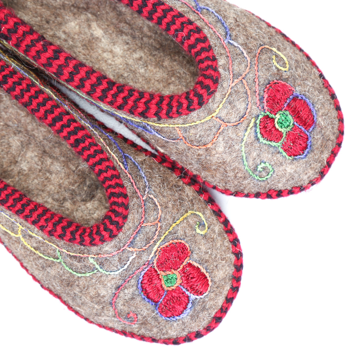 Warm Hand-Woven Shoe Pairs,  Embroidered Felted House Shoes, Barak shoes