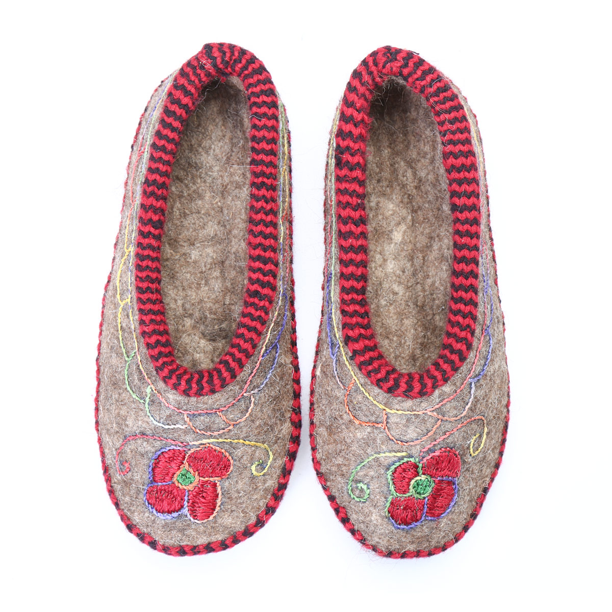 Warm Hand-Woven Shoe Pairs,  Embroidered Felted House Shoes, Barak shoes