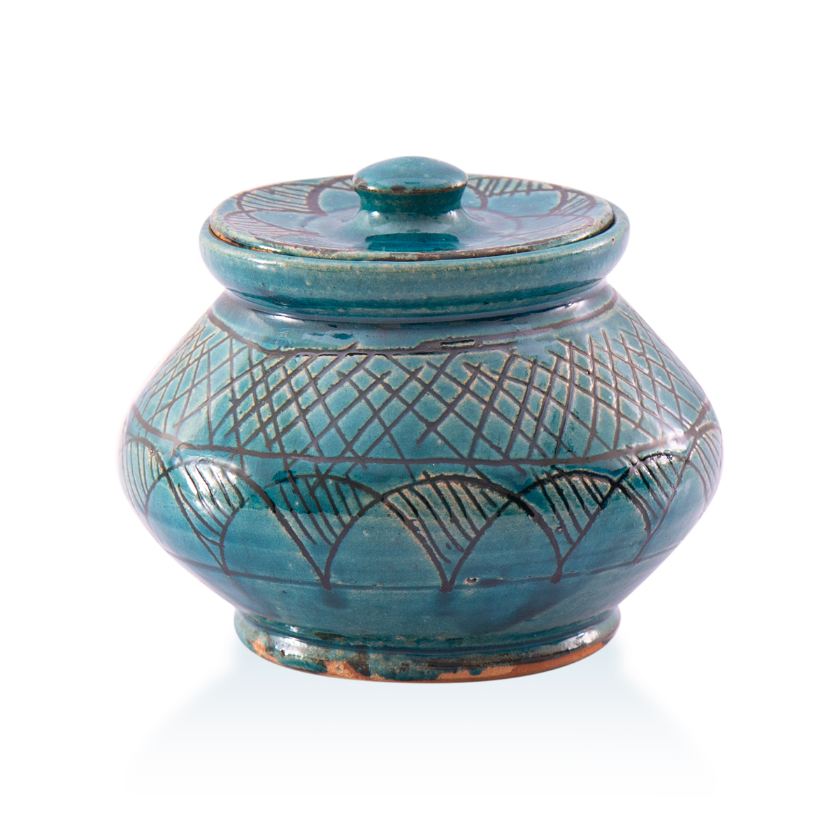 Istalif Blue Ceramic Clay Pot With Lid