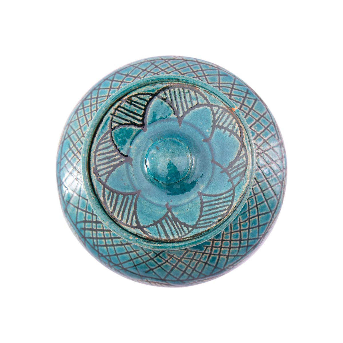 Istalif Blue Ceramic Clay Pot With Lid