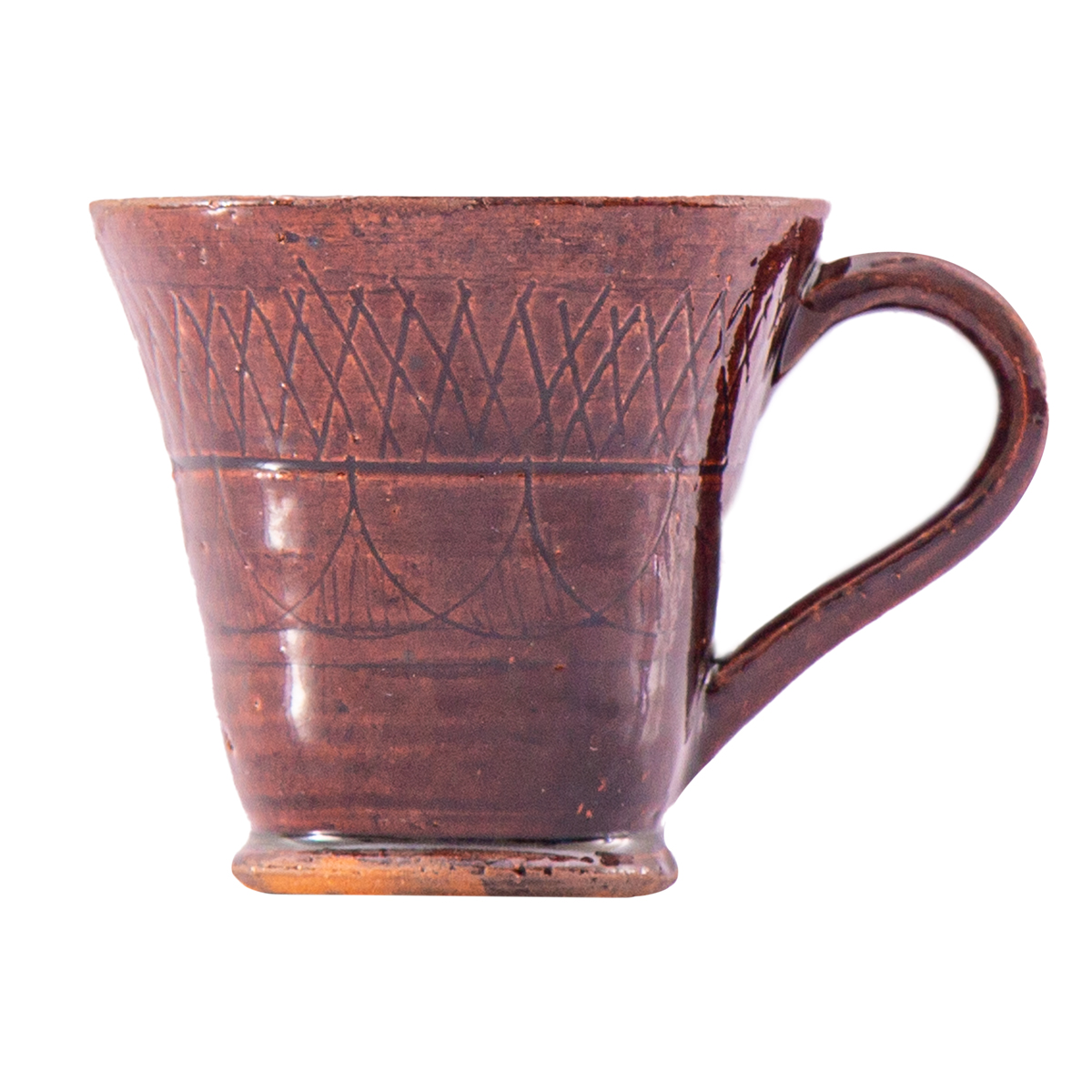 Pottery Water Glass with Oblique Patterns