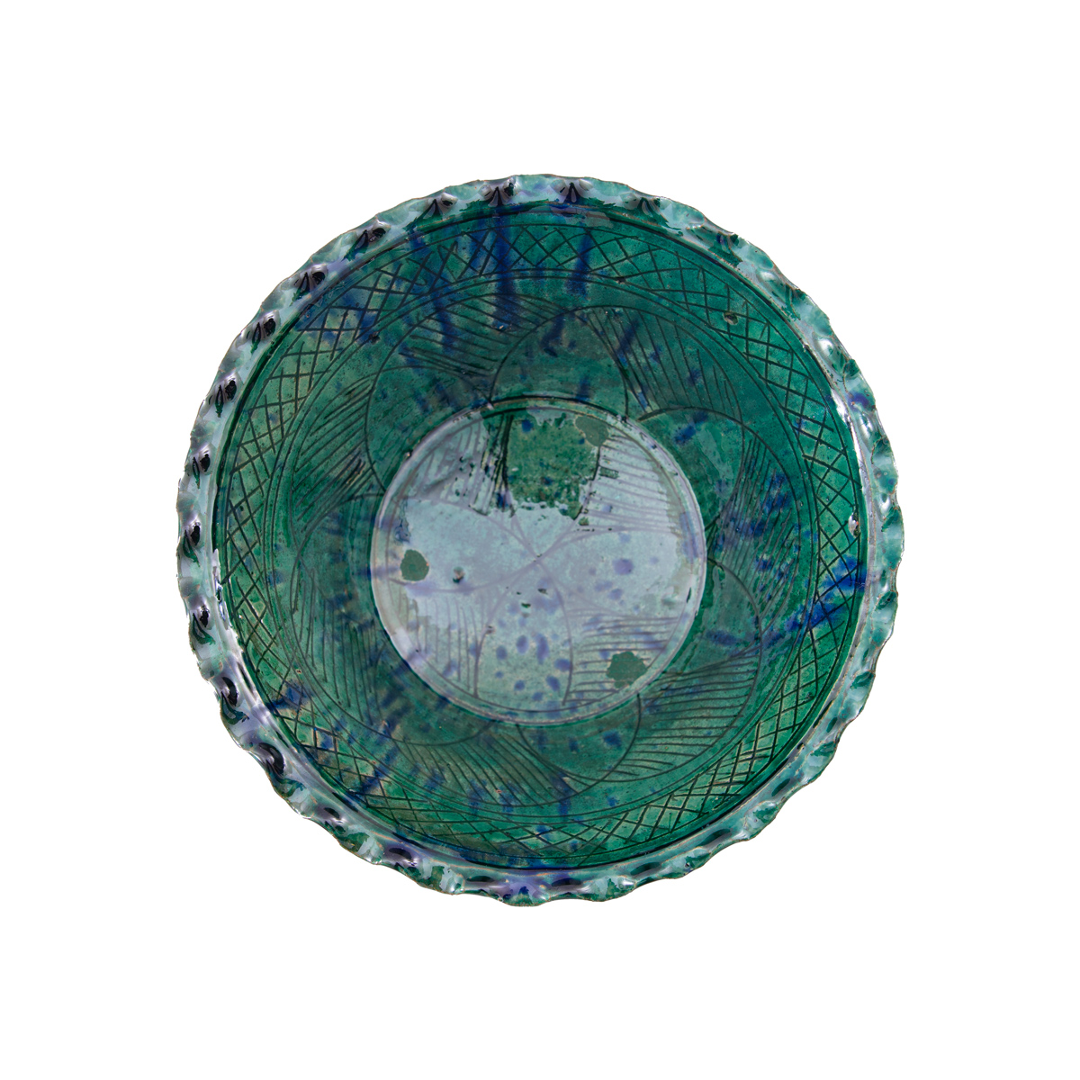 Turquoise Ceramic set of 4 Bowl s With Wavy Edges