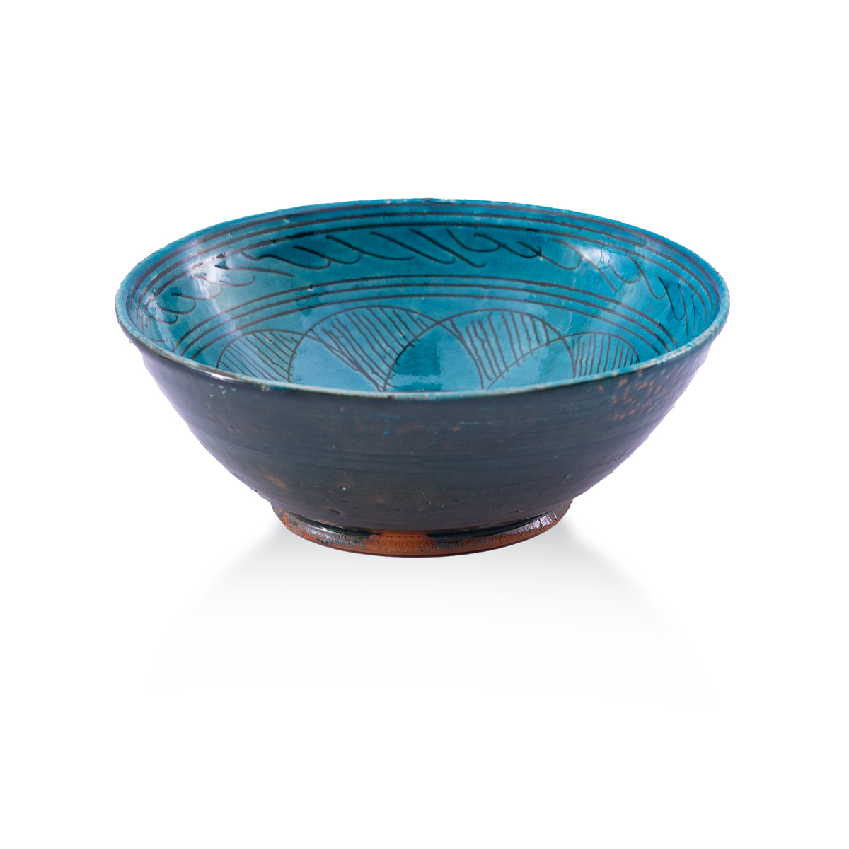 Istalif Medium Footed Clay Turquoise Handmade set of 4 Bowls