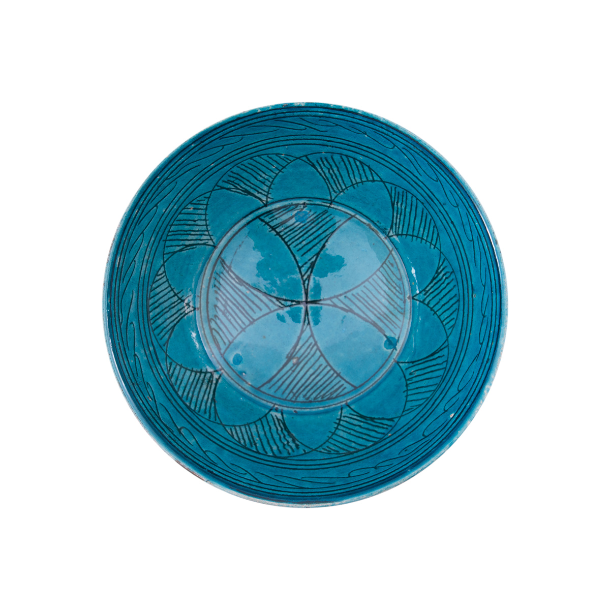 Istalif Medium Footed Clay Turquoise Handmade set of 4 Bowls