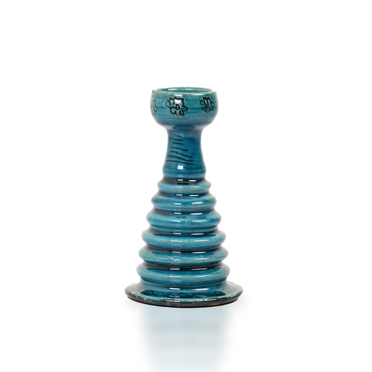 Istalif Turquoise Speckled Pottery Ceramic Candle Holder