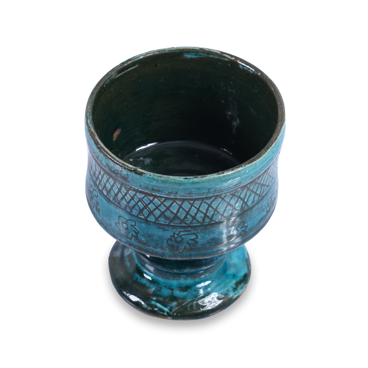 Hand-Printed Turquoise Ceramic Cookie Holder | Istalif Pottery