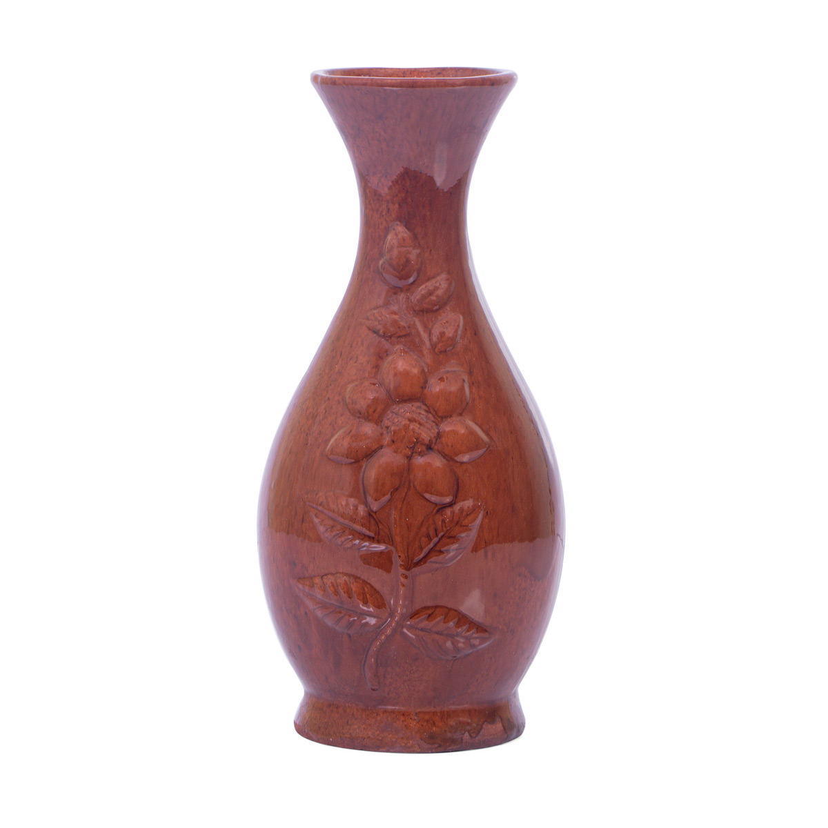Shinny Vase with Floral and Leafy Design
