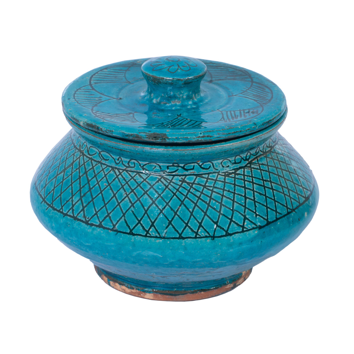 Handmade Footed Yogurt Ceramic Bowl with Lid | Istalif Pottery