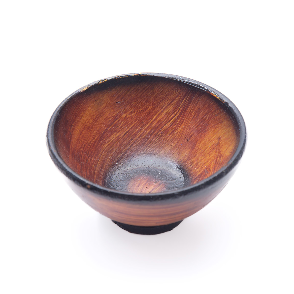 Ceramic Black & Brown Hand-Printed Footed Bowl