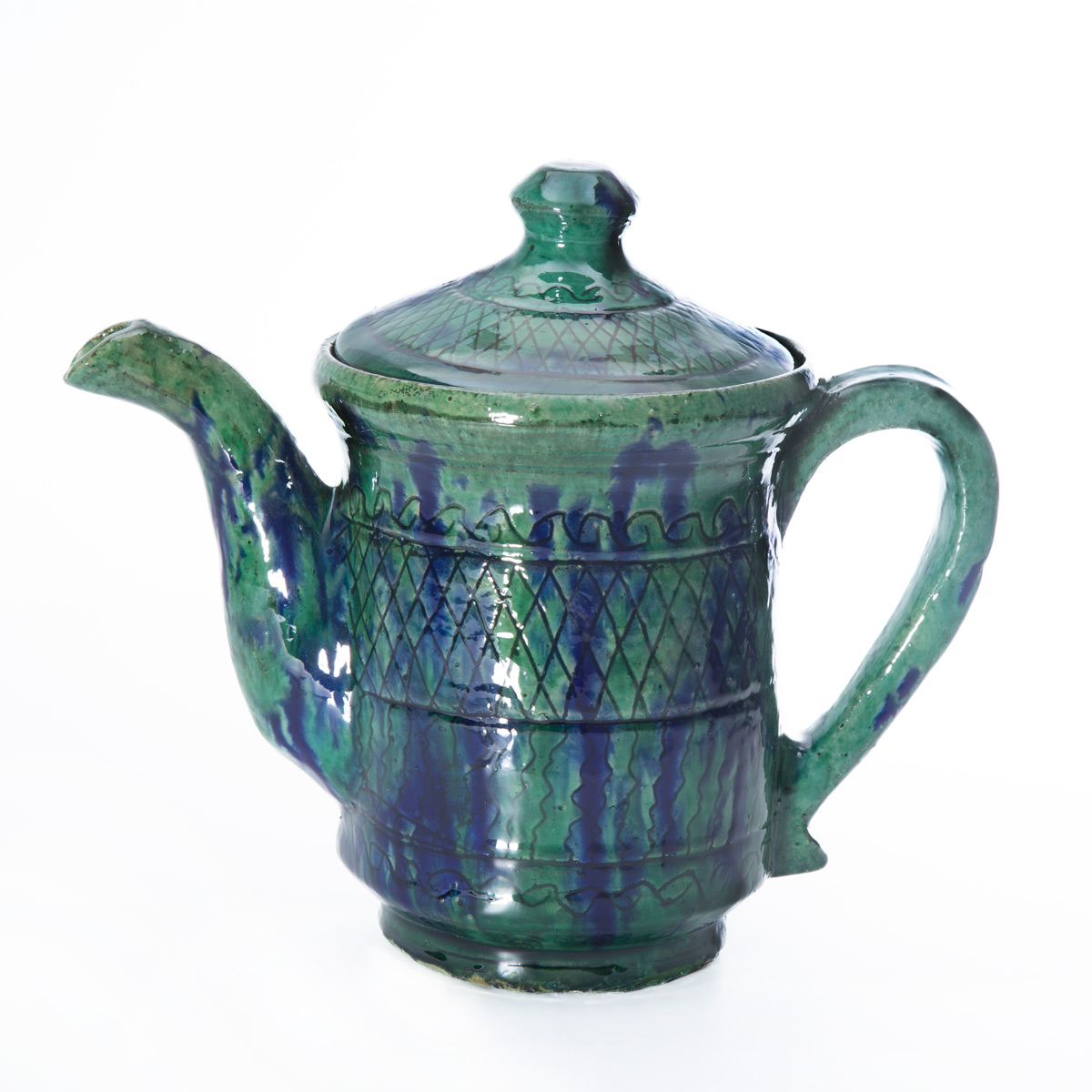 Ceramic Turquoise Hand-Painted Teapot